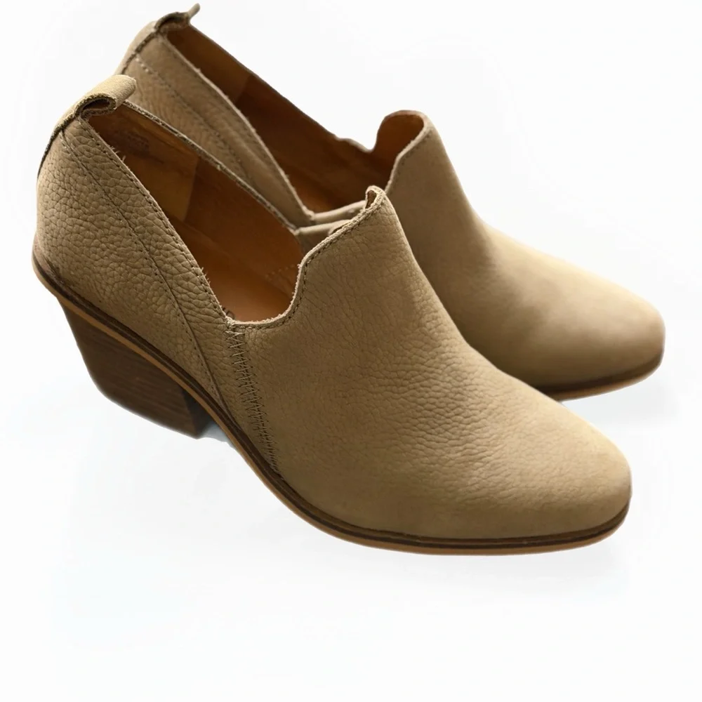 Lucky Brand Venna Leather Ankle Booties Tan Western Block Heel Size 7.5 - Picture 4 of 7